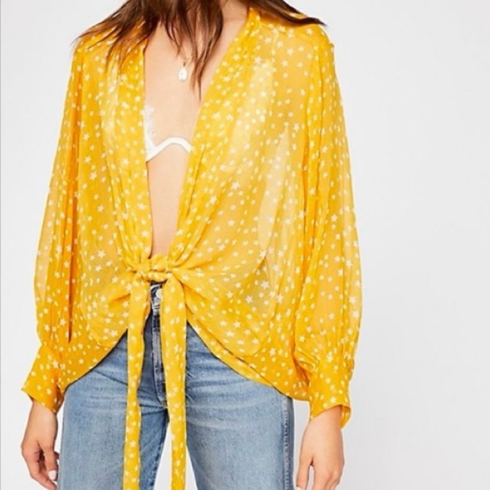 Yellow Star Print Women's Top